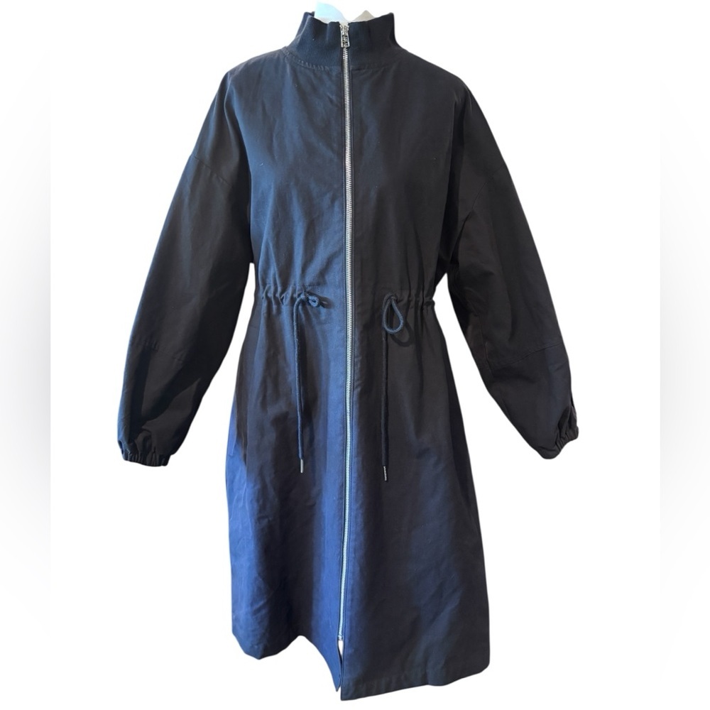 The Korner Navy Zip Front Utility Jacket Dress Drawstring Waist XS
